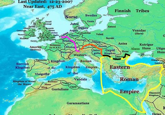 Kingdoms of Western Roman Empire in 476